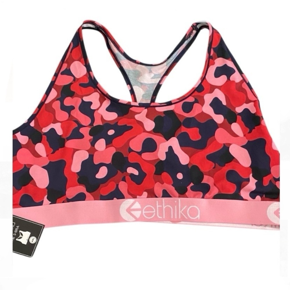 Ethika Camo Sports Bra New Plus Size Pink Multi